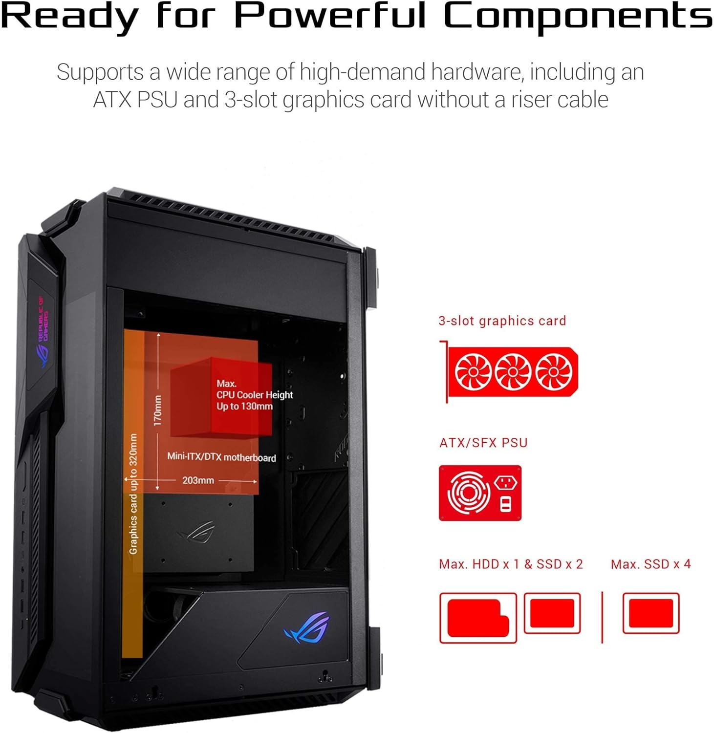 ASUS GR101 ROG Z11 Mini-ITX/DTX with Patented 11° Tilt Design ATX Gaming Case ASUS GR101 ROG Z11 Mini-ITX/DTX with Patented 11° Tilt Design ATX Gaming Case